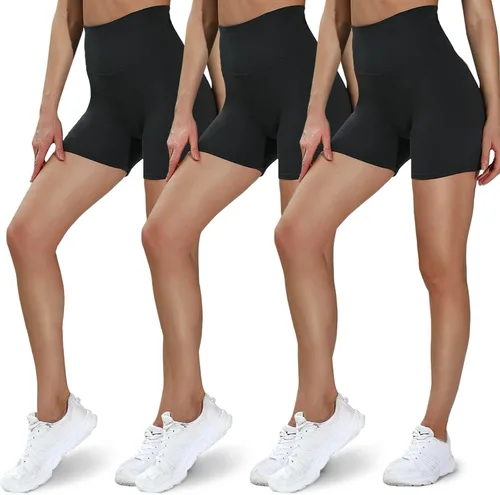 GAYHAY - Paquete de 3 pantalones cortos de ciclista para mujer, cintura alta de 58 pulgadas con control de abdomen ideales para entrenamiento,
