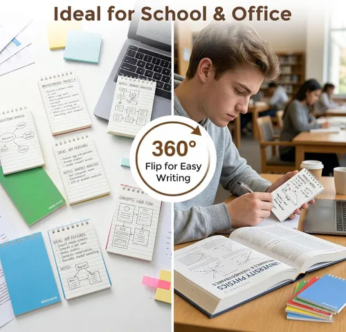Miniatura 6 de Koogel Paquete de 6 cuadernos de bolsillo de 3 x 5 pulgadas, mini bloc de notas en espiral encuadernado en la parte superior, blocs de notas