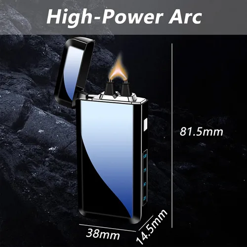 Miniatura 4 de Encendedor eléctrico recargable con arco de llama grande, tipo C, plasma, resistente al viento, encendedor fresco con chip inteligente