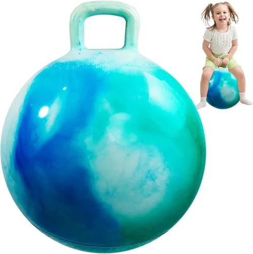 Miniatura 11 de Pelota saltarina Inpodak de 18 pulgadas con asas para niños, juguete de salto y rebote Hippity Hop para niños de 3 a 6 años, incluye bomba y caja