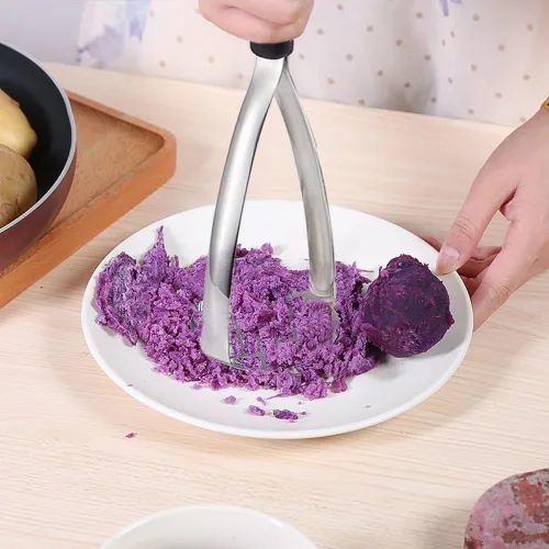 Miniatura 5 de Joyoldelf Triturador de papas de acero inoxidable resistente, herramienta de cocina integrada profesional y triturador de alimentos con mango