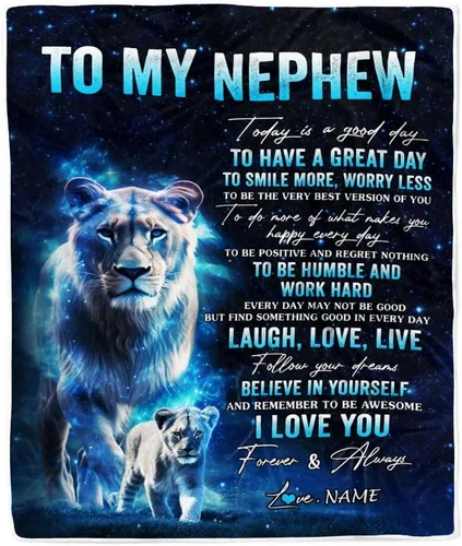 Miniatura 9 de Manta personalizada con texto en inglés «To My Nephew from Aunt Uncle Auntie I Love You Hugs» (texto en inglés) con texto en inglés «To My Nephew»