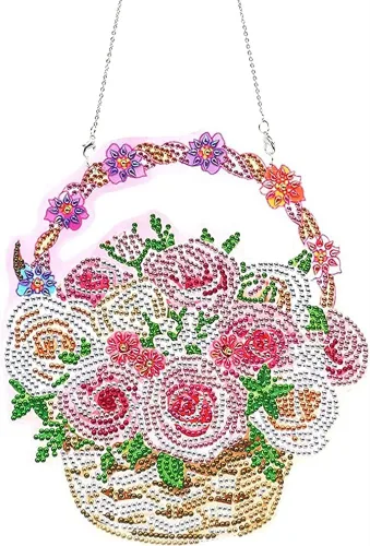Miniatura 13 de YEESAM ART Kit de decoración de Navidad con diamantes de imitación 5D, cesta de flores de mariposa de 7.5 x 9.1 in, arte de diamantes de imitación