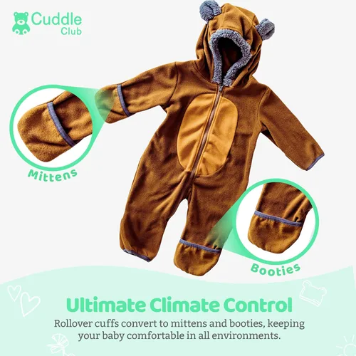 Miniatura 106 de Enterizo de vellón para bebé, rómper de una sola pieza con capucha para niños, ropa para exteriores, chaqueta infantil