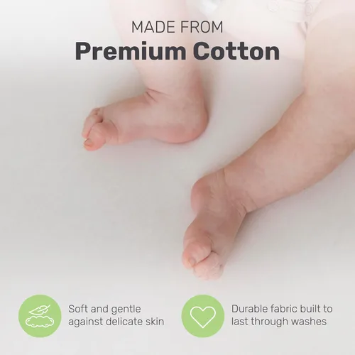 Miniatura 3 de Sábanas de algodón para cuna, suaves y transpirables para niños y niñas, ajuste seguro para colchón de cuna estándar, ropa de cama de bebé de fácil