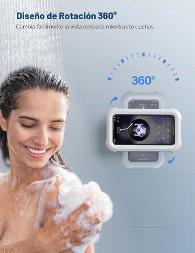 Miniatura 2 de Lamicall Soporte impermeable para teléfono de ducha, giratorio de 480°, retráctil, ajustable, soporte de pared para teléfono, soporte de pared