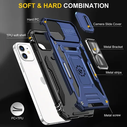 Miniatura 82 de Funda para iPhone 13 Pro con funda para cámara, con soporte de anillo para soporte, con función de montaje magnético para automóvil, para iPhone 13