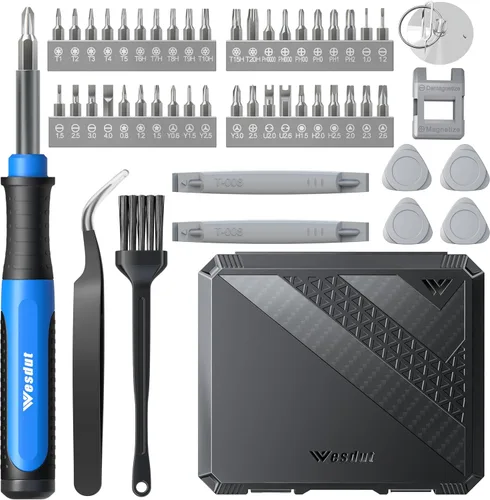 Wesdut Juego de destornilladores de precisión pequeños 52 en 1 con torx, mini juego de destornilladores, kit de herramientas de reparación magnética