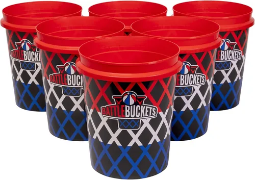 Miniatura 2 de Battle Buckets – Juego gigante de pong y baloncesto de patio con 12 cubos, 2 pelotas, bolsa de transporte y bomba de aire – Juego de exterior