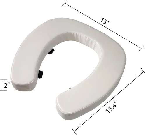 Miniatura 2 de Cojín acolchado para asiento de inodoro con espuma de alta densidad de 2 pulgadas y tela de poliuretano impermeable, cojín acolchado en forma de U