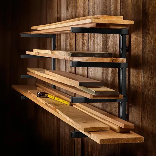 Miniatura 2 de Estantes de almacenamiento de madera para montar en la pared, adecuados para cobertizos, garajes y talleres, capaz de soportar 800 libras por nivel