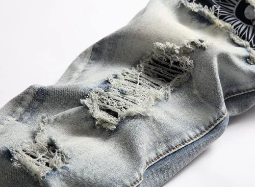 Miniatura 4 de Jeans ajustados de ajuste recto lavado de moda para hombre