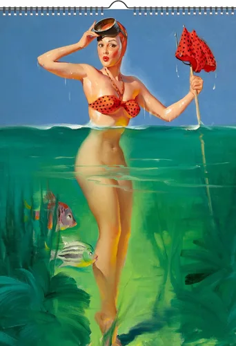 2026 Calendario de pared [13 páginas 20.3 x 30.5 cm] GIL ELVGREN Serie Oops Pinup Girls, pósteres vintage retro de portadas de revistas