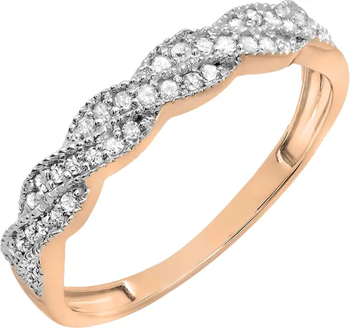 Dazzlingrock Collection Anillo apilable de oro de 14 quilates con diamantes redondos de 0.25 quilates (ctw) para mujer, para aniversario, boda, 1/4