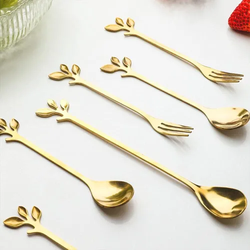 Miniatura 7 de Gold - Juego de 13 cucharas de cisne con cucharas y tenedores para café, té y mesa de postres