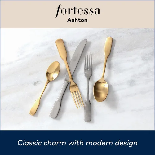 Miniatura 5 de FORTESSA Ashton - Cubiertos de acero inoxidable 18/10, ajuste de lugar de 5 piezas con cuchillo, tenedores y cucharas (servicio para 1), apto