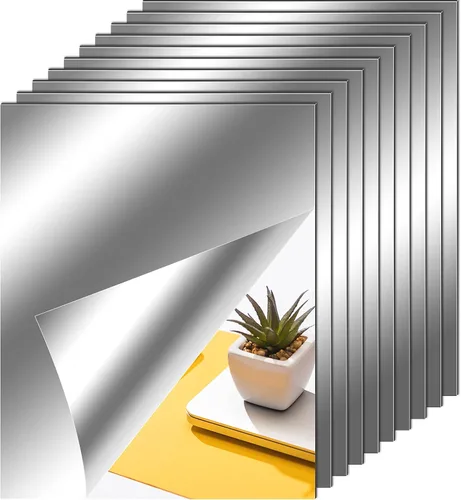 Miniatura 16 de Zonon Hojas de espejo flexibles autoadhesivas, no de vidrio, azulejos adhesivos para decoración de pared del hogar (20 piezas, 6 x 9 pulgadas)