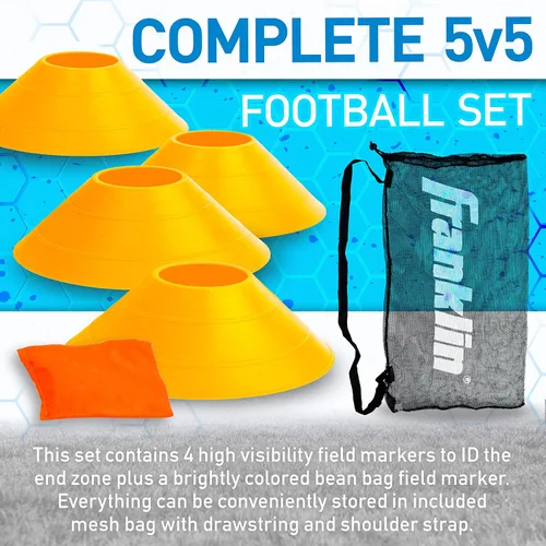Miniatura 4 de Franklin Sports Set de fútbol con bandera - 10 cinturones de fútbol con bandera para adultos + jóvenes - Conos de equipo + marcador de campo