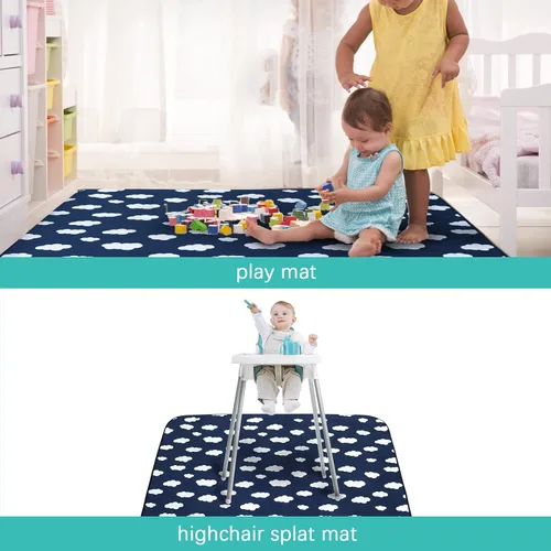Miniatura 5 de Paquete de 2 alfombrillas antisalpicaduras para debajo de la silla alta, artes, manualidades y desorden alimentario, tapete antideslizante
