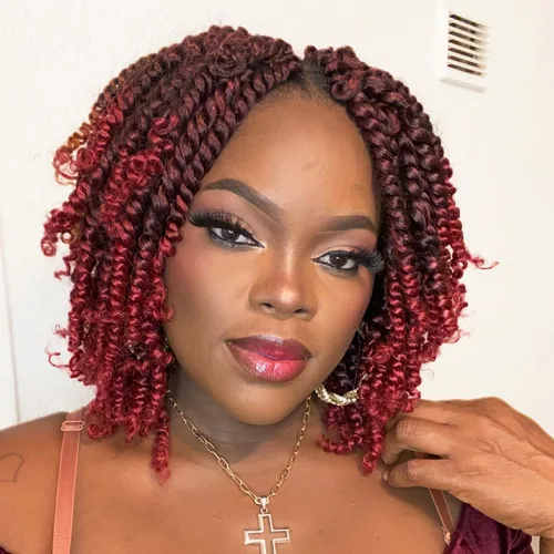 Miniatura 36 de 8 paquetes de extensiones de cabello sintético pretrenzado y prerrizado de ganchillo de 14 pulgadas, con rizos de pasión, para mujeres negras