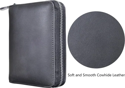 Miniatura 2 de Easyoulife Funda de cuero genuino para tarjetas de crédito RFID para pasaporte de viaje