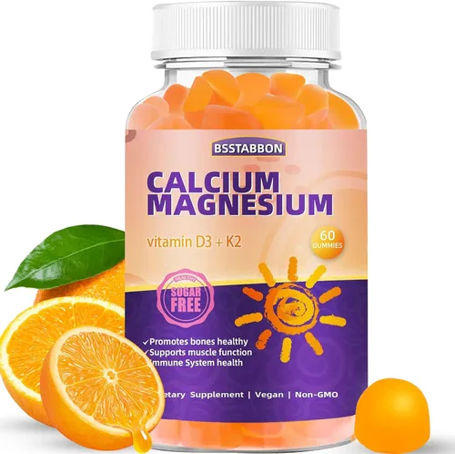 Gomitas de calcio y magnesio para adultos: con zinc y vitamina D3 K2 para mujeres y hombres, gomitas masticables veganas orgánicas sin azúcar - Alta