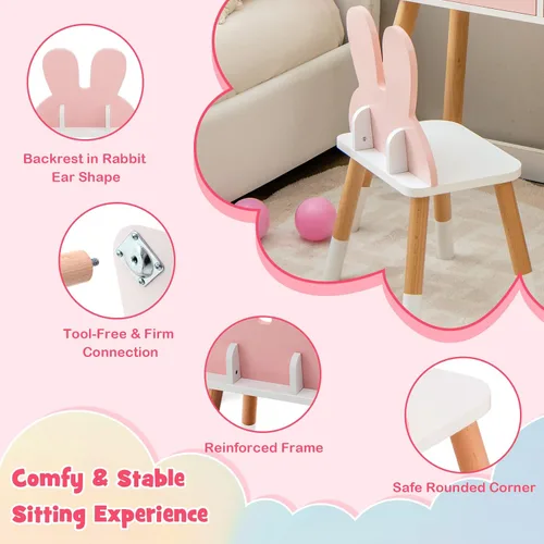 Miniatura 6 de GLACER Juego de mesa y silla para niños, juego de tocador patentado con silla, espejo extraíble, 2 cajones grandes, estante de almacenamiento