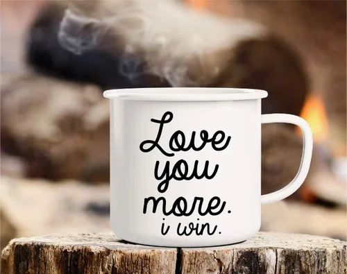 Miniatura 4 de Retreez Taza de café Love You More I Win de acero inoxidable esmaltado de 16 onzas para campamento, fogata, divertido regalo de cumpleaños