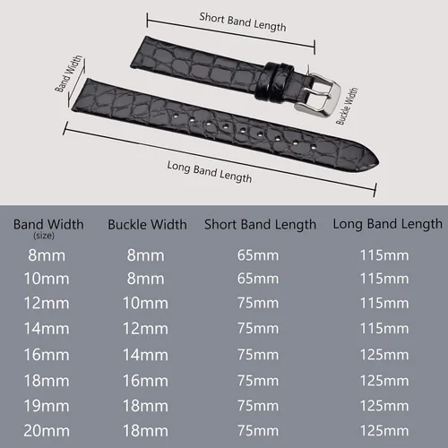 Miniatura 5 de BISONSTRAP Correas de reloj de cuero, correas de repuesto suaves con hebilla pulida, 0.315in, 0.394in, 0.472in, 0.551in, 0.630in, 0.709in, 0.748in