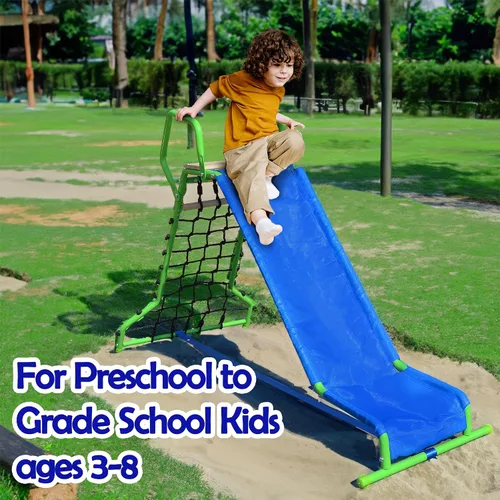 Miniatura 2 de Wonkawoo Tobogán de 5 pies para niños de metal independiente para patio de recreo al aire libre, interior, juego de tobogán para patio trasero