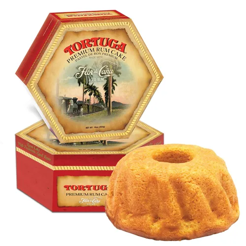 TORTUGA Pastel de ron Caribbean Flor de Cana, pastel de ron de 16 onzas, paquete de 2 unidades, el regalo gourmet perfecto para cestas de regalo,