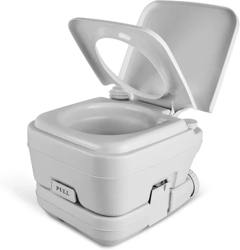 Miniatura 12 de YITAHOME Inodoro portátil, inodoro de campamento, inodoro de viaje para RV, tanque de desechos desmontable de 5.3 galones, boquillas de agua dobles