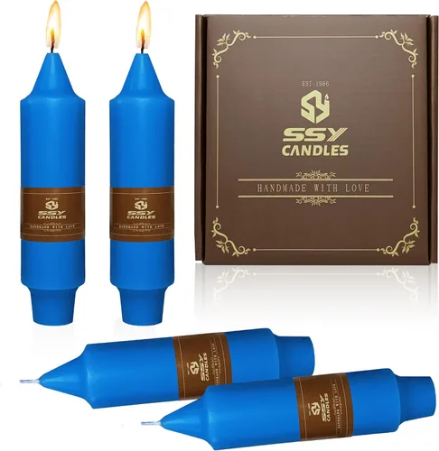 Miniatura 24 de Velas cónicas cortas de 5 pulgadas, velas sin aroma hechas a mano, juego de 4 con tiempo de combustión largo, velas retorcidas para boda, hogar