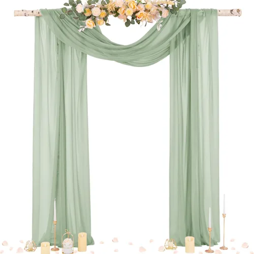 Miniatura 12 de Socomi Tela Transparente de Terracota para Decoración de Bodas Otoñales, Tela de Drapeado 29" x 20 Pies, 1 Panel, Cortina para Arco Exterior