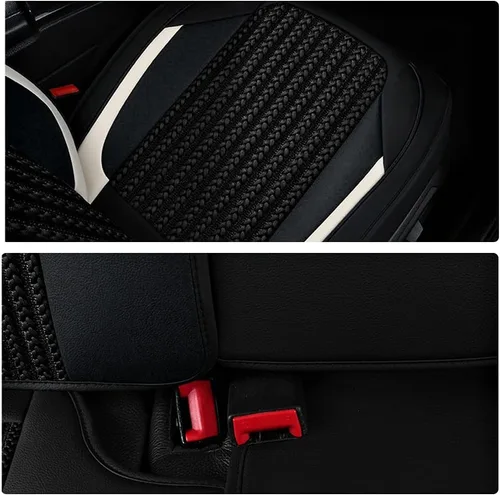 Miniatura 8 de Juego completo de fundas de asiento de automóvil de lujo adecuadas para Sandero Stepway Ice Silk Weaving y cuero CrCushion 5 asientos (negro)