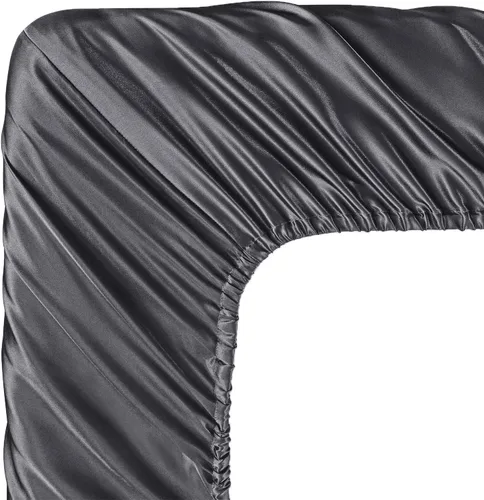 Miniatura 5 de SiinvdaBZX Juego de sábanas de satén de 3 piezas tamaño individual, ultra sedosas, suaves, de satén gris con bolsillo profundo, 1 sábana bajera, 1