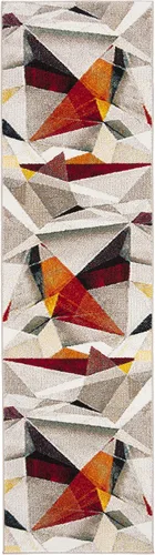 SAFAVIEH Porcello Collection - Alfombra decorativa de 2 pies 3 pulgadas x 4 pies, gris claro y naranja, diseño abstracto moderno, no desprende