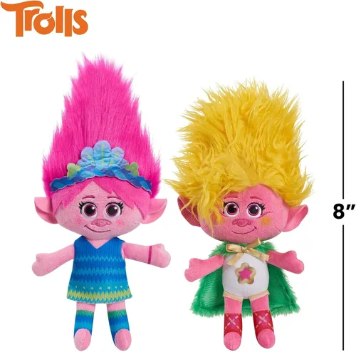 Miniatura 2 de DREAMWORKS TROLLS Unidos 8 pulgadas Conjunto de 2 piezas de peluche pequeño Poppy y Viva, animales de peluche, regalos para medias navideñas