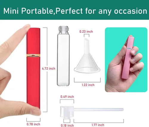 Miniatura 2 de Botella atomizadora de perfume de 0.4 fl oz, recargable, mini botella de spray portátil, estuche de bomba de aroma, con herramienta dispensadora