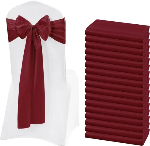 60 bandas de satén para silla, color burdeos, para fiestas, hoteles, bodas, recepciones, restaurantes y decoración de eventos (7 x 108 pulgadas)