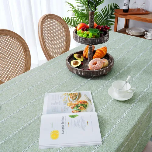 Miniatura 3 de Chassic Manteles de lino estilo granja de 60 x 84 pulgadas, resistentes a las arrugas, lavables, manteles de mesa de comedor para mesas Verde salvia