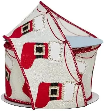 Miniatura 10 de Cinta de corazones rojos y blancos de San Valentín, 2 1/2 pulgadas x 10 yardas, decoración del día de San Valentín, bordes metálicos con alambre