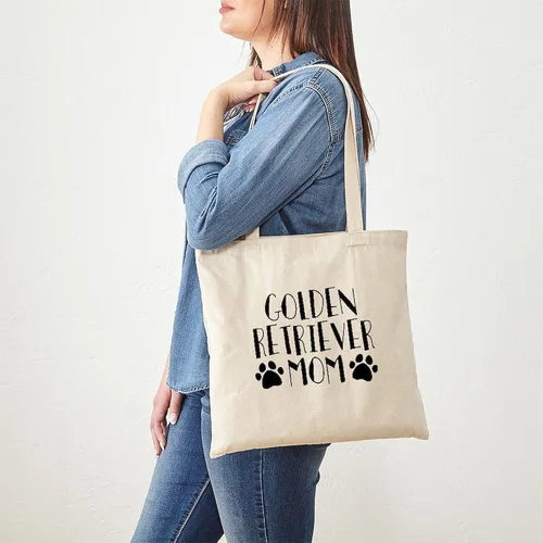 Miniatura 3 de CafePress Golden Retriever - Bolsa de lona natural para mamá, bolsa de compras reutilizable