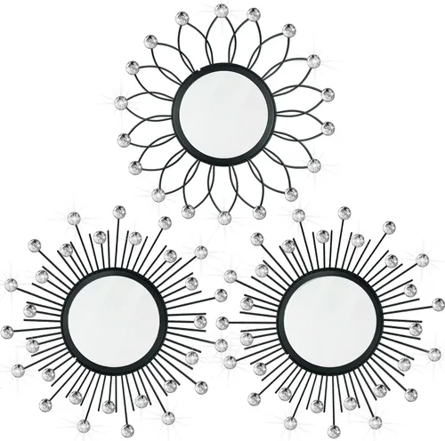 Miniatura 15 de Paquete de 3 espejos metálicos para pared, con diseño de rayos de sol, para decoración del hogar, arte decorativo para colgar en la pared para sala