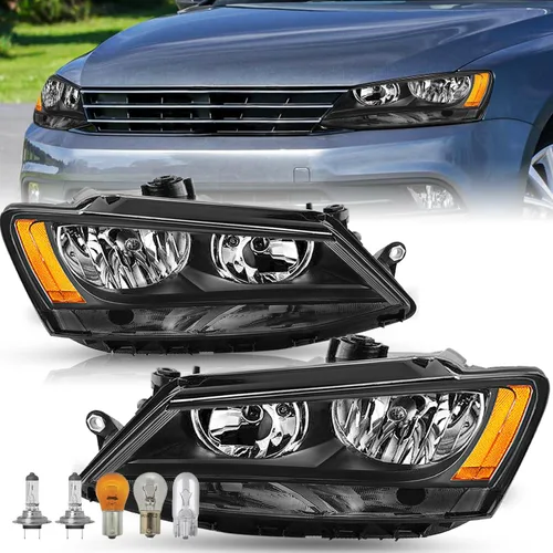 TUSDAR Juego de montaje de faros delanteros para Volkswagen Jetta MK6 OE 2011-2018, faros delanteros laterales del conductor y del pasajero, carcasa