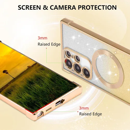 Miniatura 3 de ZTOFERA Funda magnética para Samsung Galaxy S22 Ultra 5G con gradiente de purpurina, [Compatible con MagSafe] Funda de lujo con chapado de purpurina
