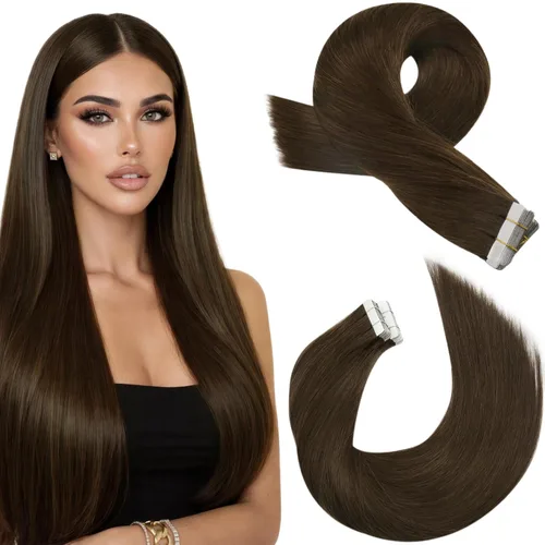 Miniatura 28 de Moresoo Extensiones de cabello humano real con cinta adhesiva, sin costuras, #1 negro azabache, 20 piezas, 1.76 oz (50 g), 24 pulgadas