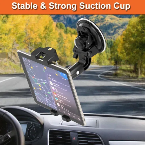 Miniatura 2 de Soporte para tablet de automóvil para iPad de 4 a 13 pulgadas, Gopro, parabrisas de camión, soporte de ventosa resistente con tornillo de 1/4