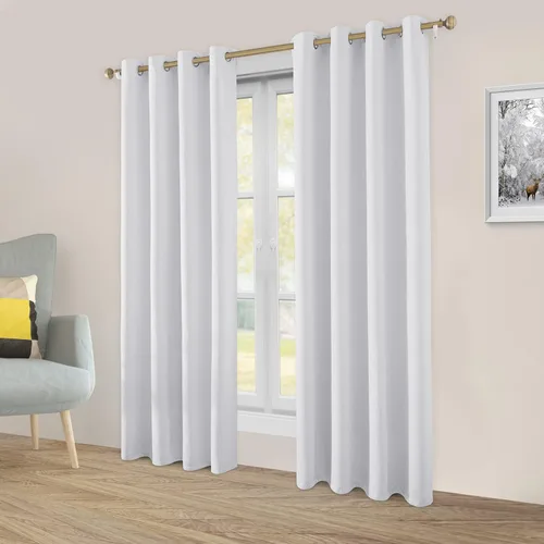 Miniatura 7 de HOMEIDEAS Cortinas opacas blancas grisáceas de 52 x 63 pulgadas, diseño geométrico marroquí en relieve, enrejado geográfico, para oscurecer