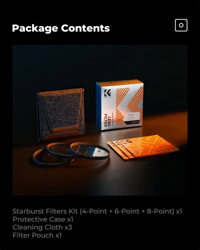 Miniatura 7 de K&F CONCEPT Kit de filtros de estrella de 2.638 in (3 piezas) 4 puntos, 6 puntos, 8 puntos, pantalla cruzada, juego de filtros Starburst